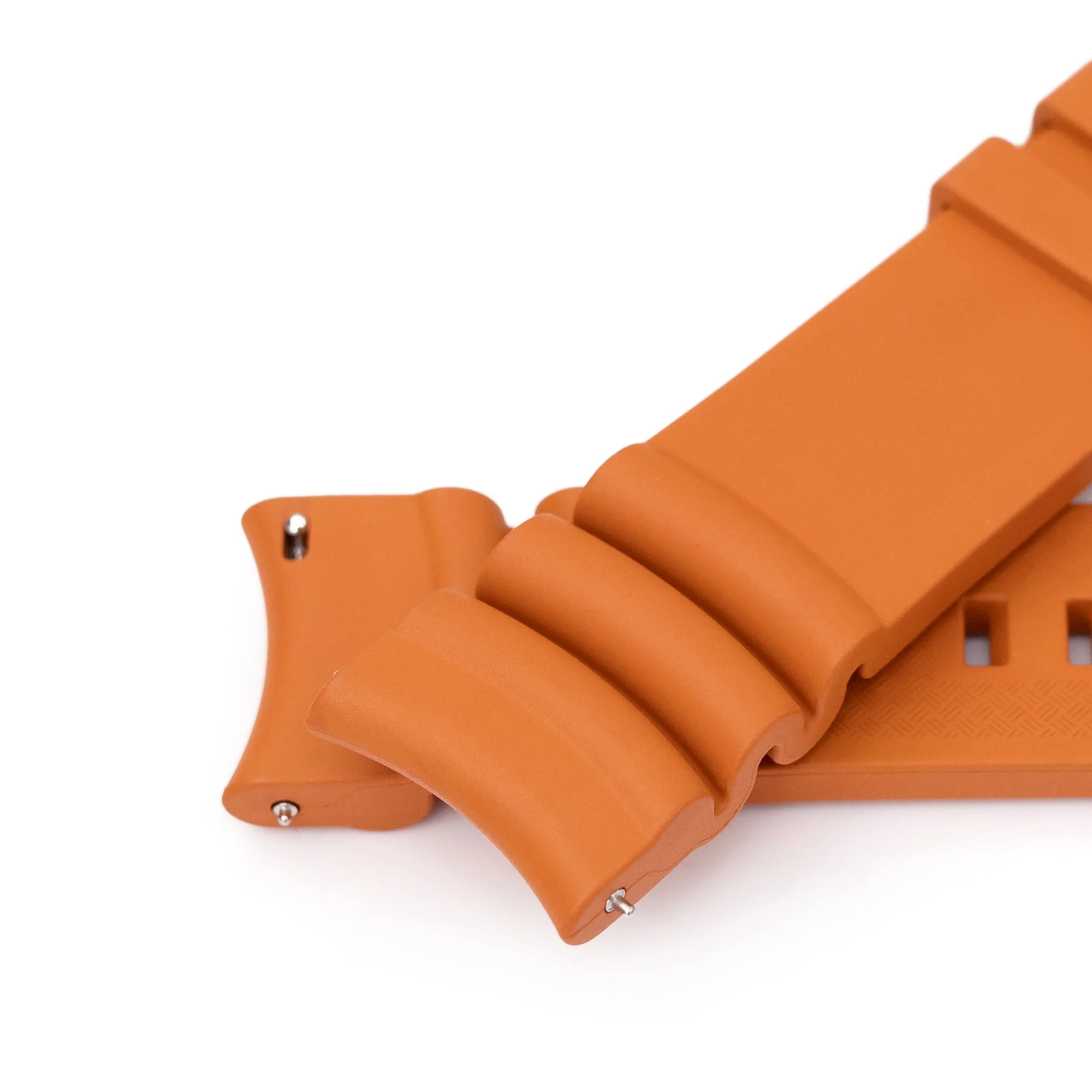 Q.R. Firewave Resilient Curved End FKM rubber Watch Strap, Burnt Orange 22mm - Image 7