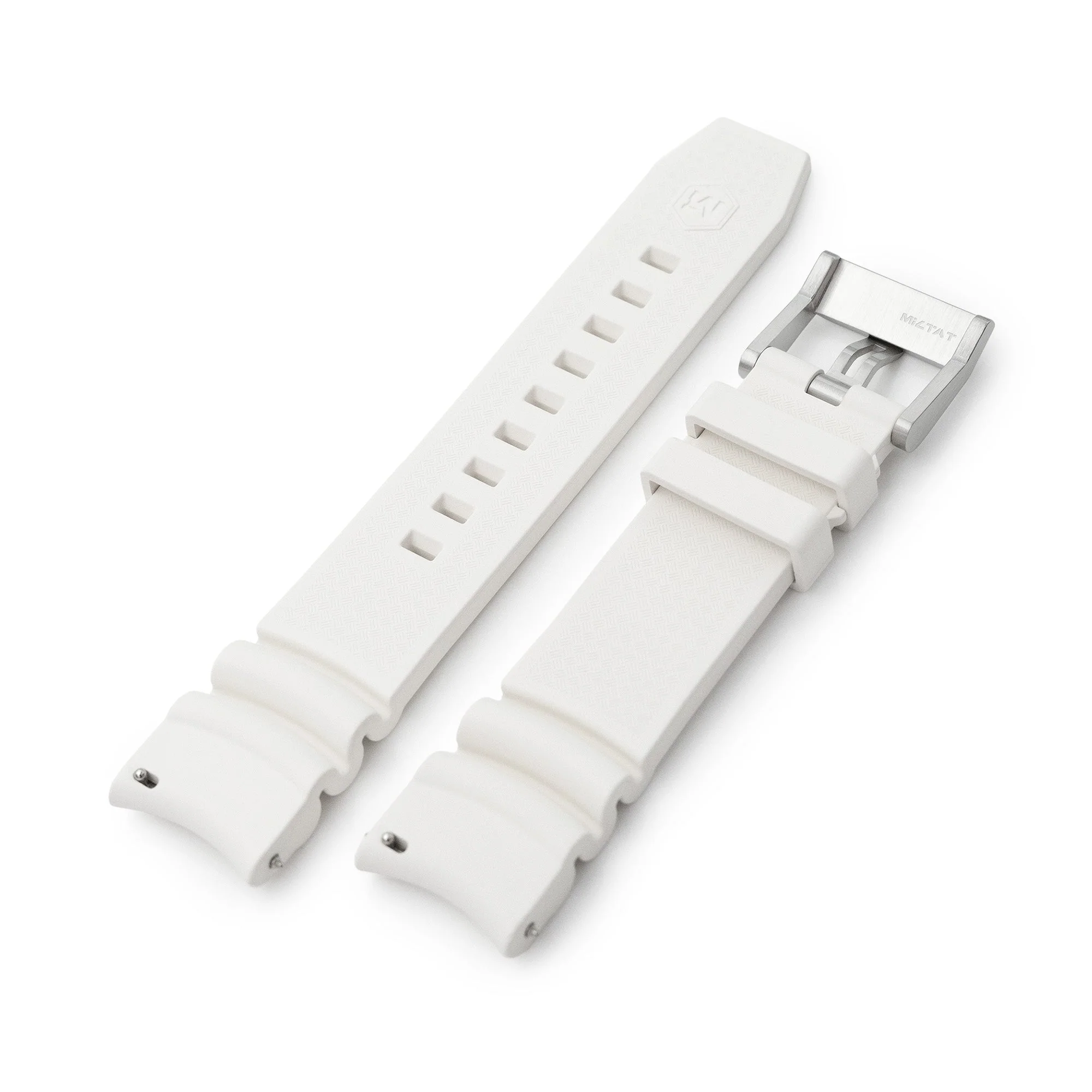 Q.R. Firewave Resilient Curved End FKM rubber Watch Strap, White 22mm - Image 4