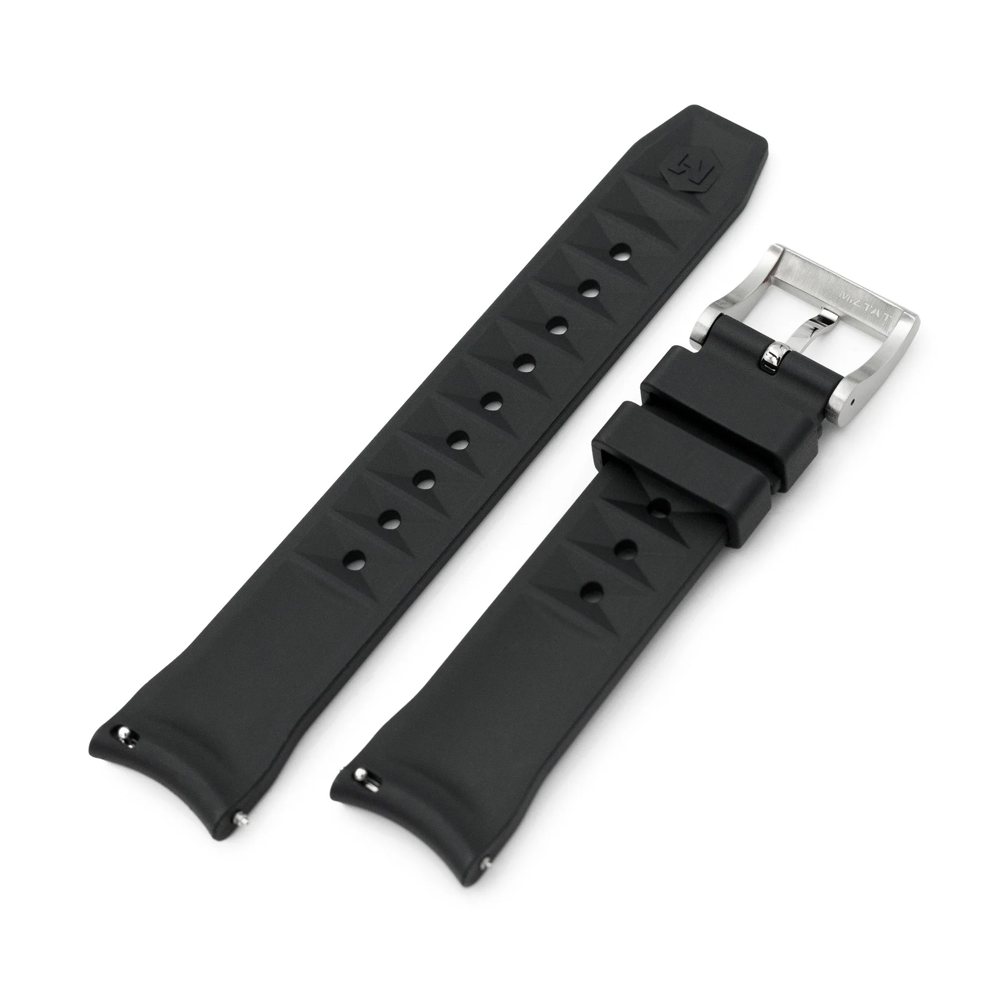 20mm Chaffle Resilient Curved End FKM Rubber watch strap, Black - Image 7