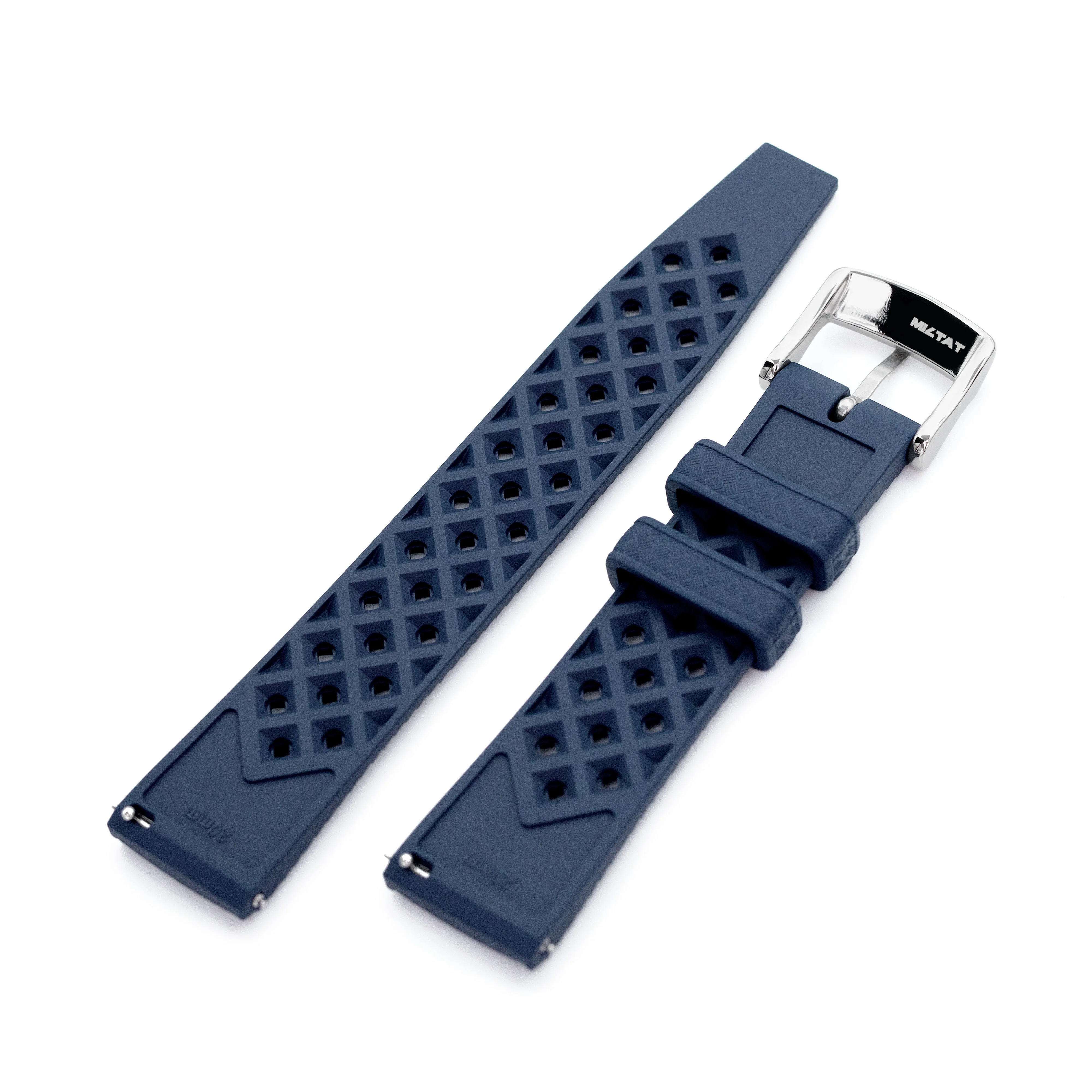 20mm Quick Release Tropical-Style FKM rubber watch strap, Blue - Image 4