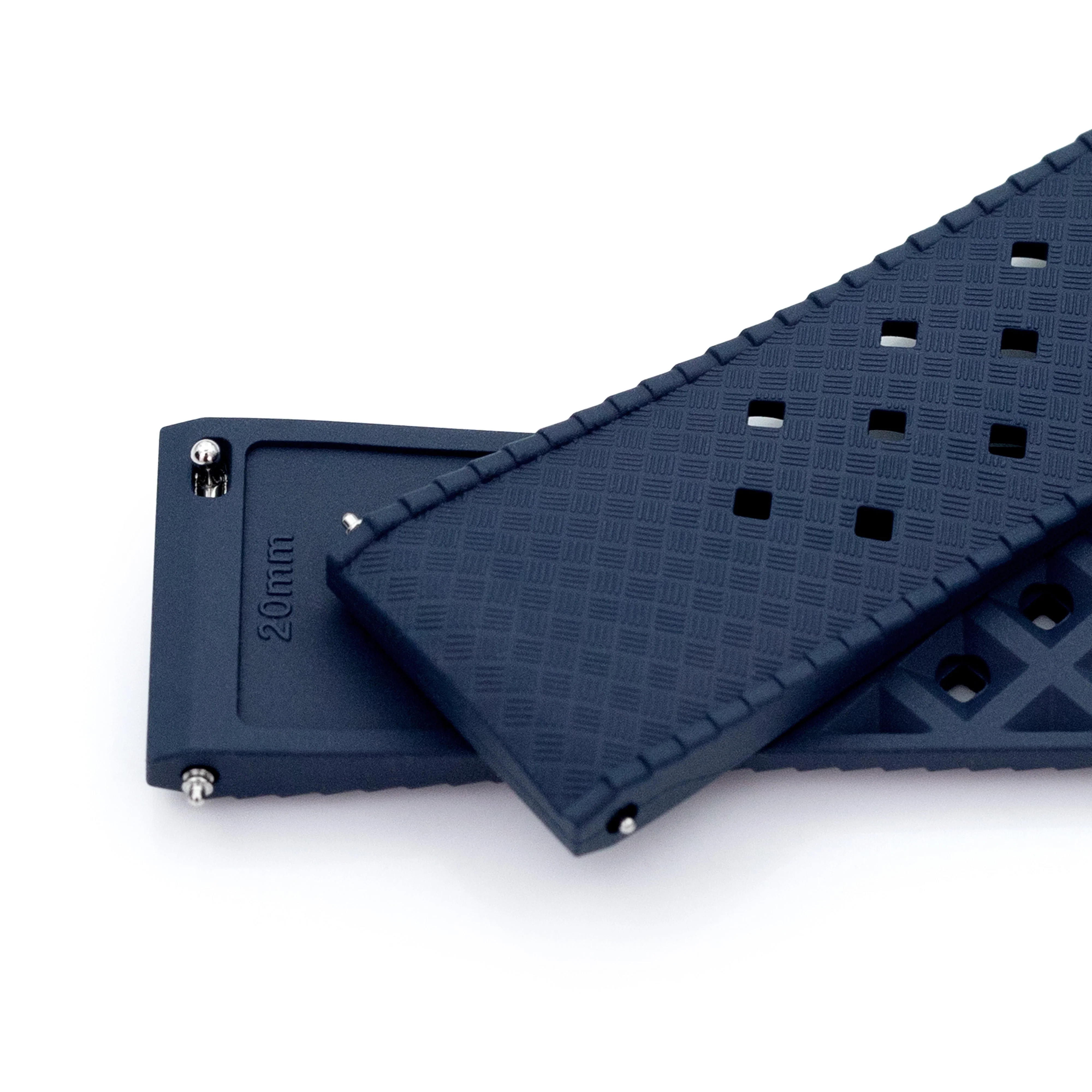 20mm Quick Release Tropical-Style FKM rubber watch strap, Blue - Image 5