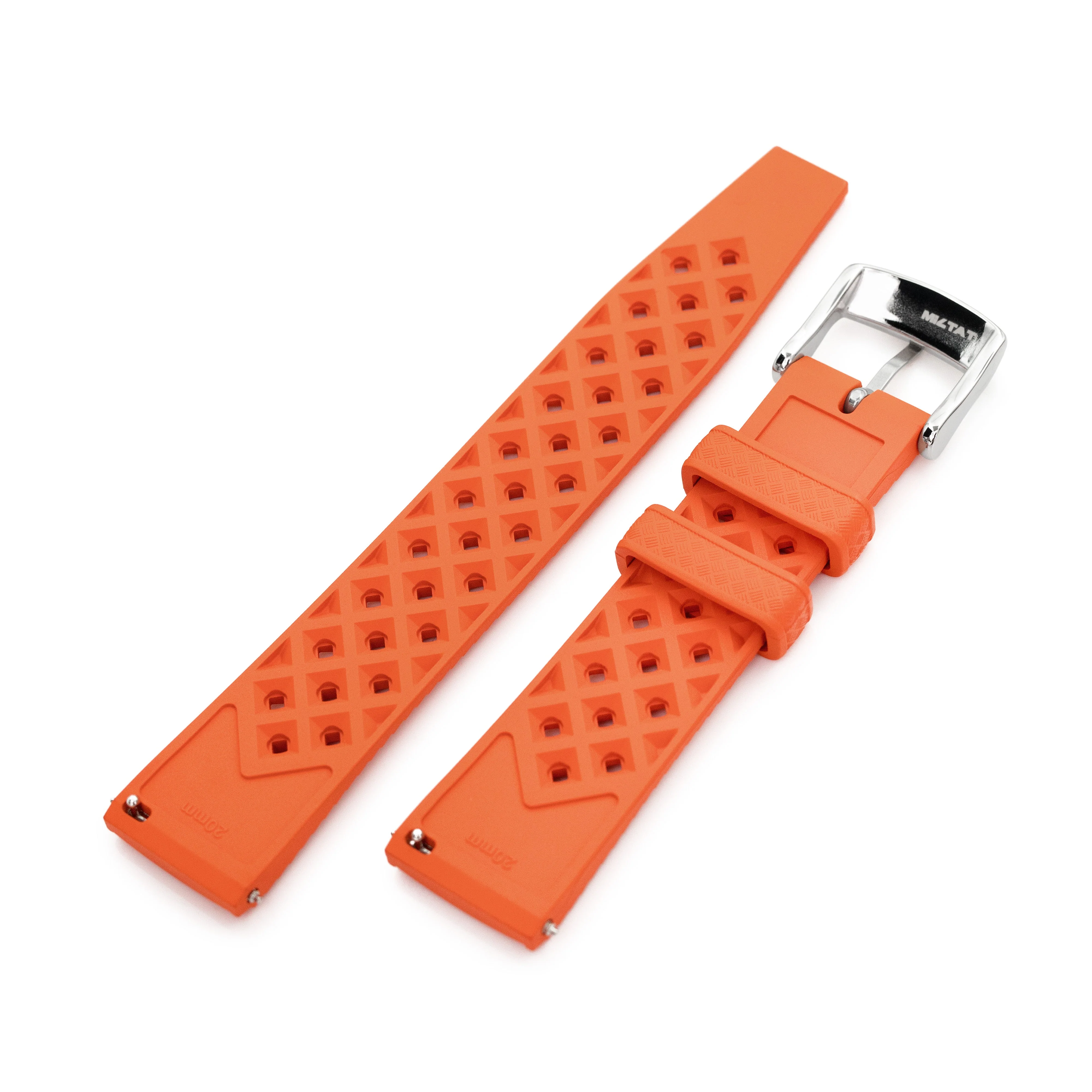 20mm Quick Release Tropical-Style FKM rubber watch strap, Orange - Image 5
