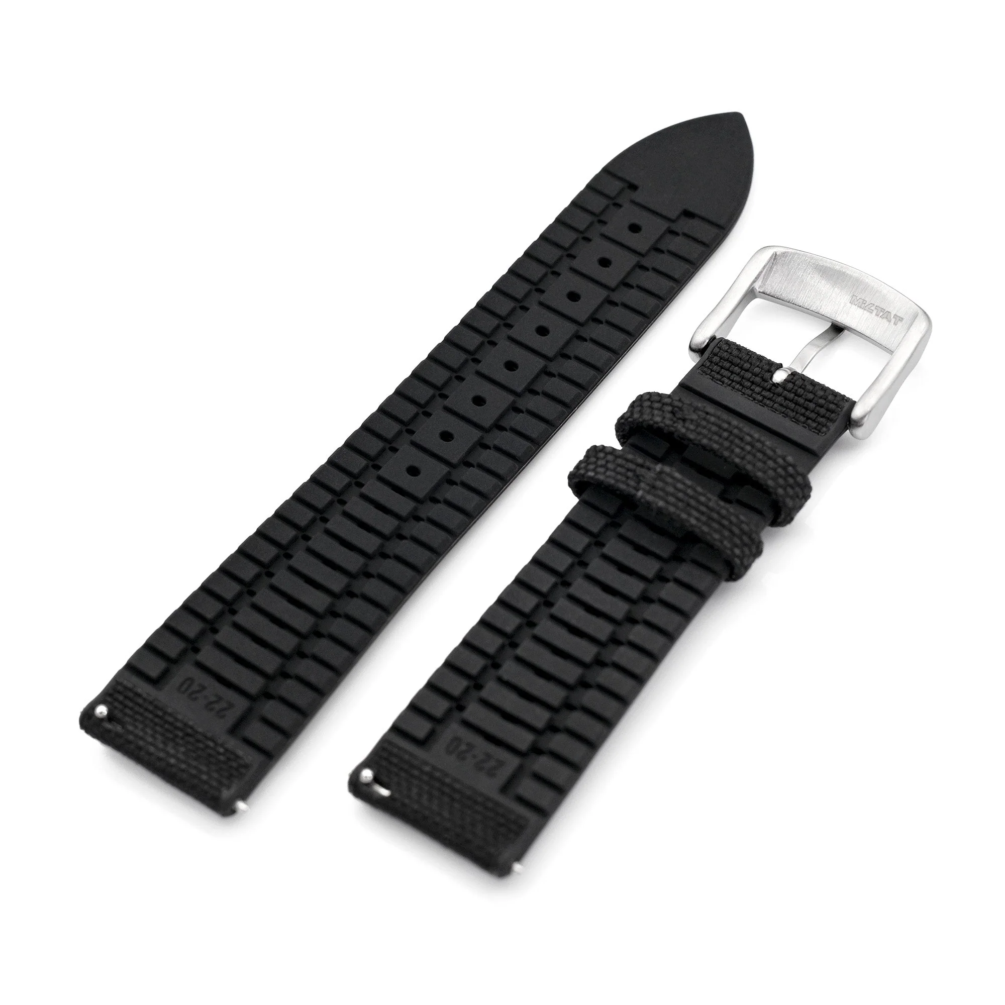 Black FKM35 Sailcloth FKM Quick Release Rubber Watch Band, 19mm to 22mm - Image 4
