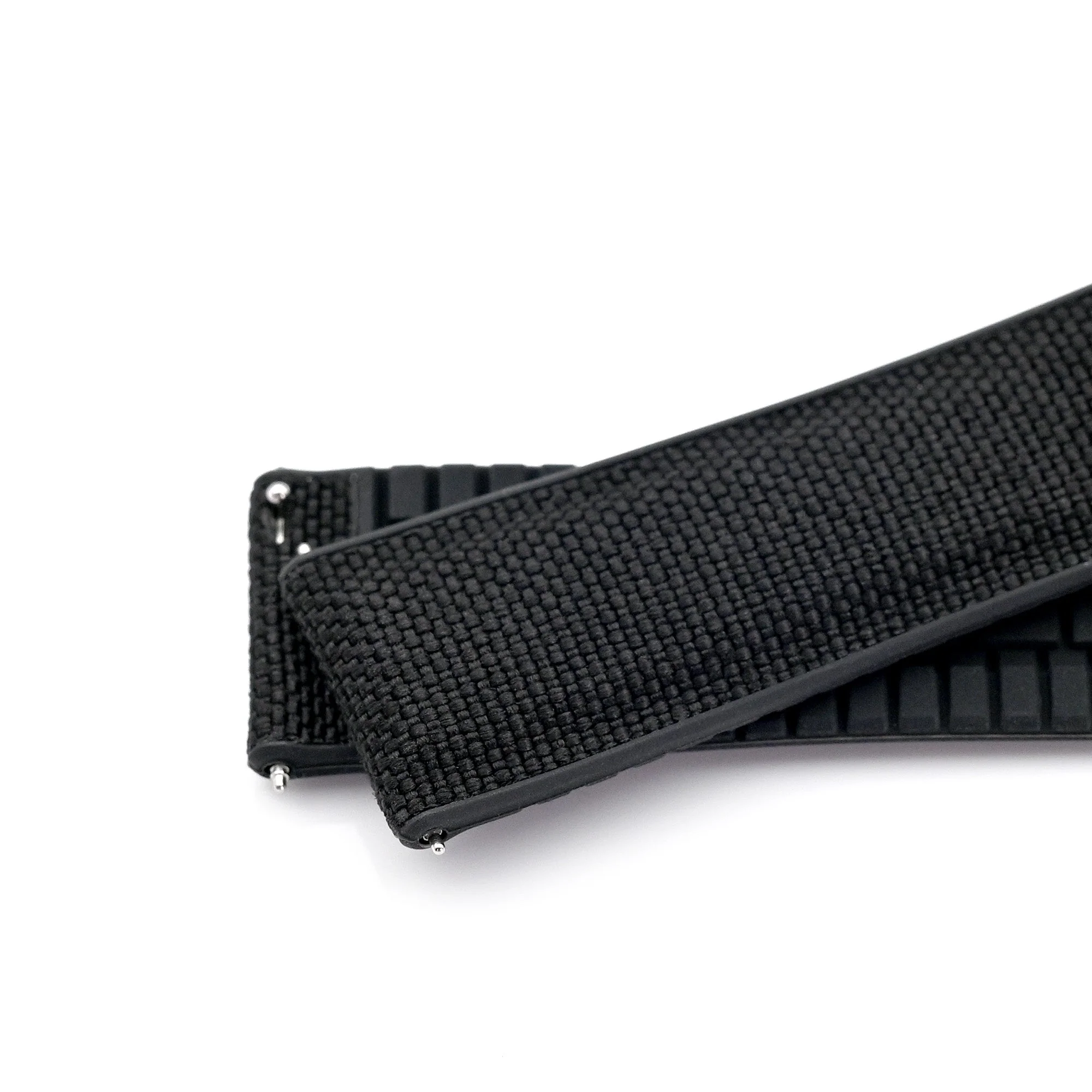 Black FKM35 Sailcloth FKM Quick Release Rubber Watch Band, 19mm to 22mm - Image 5