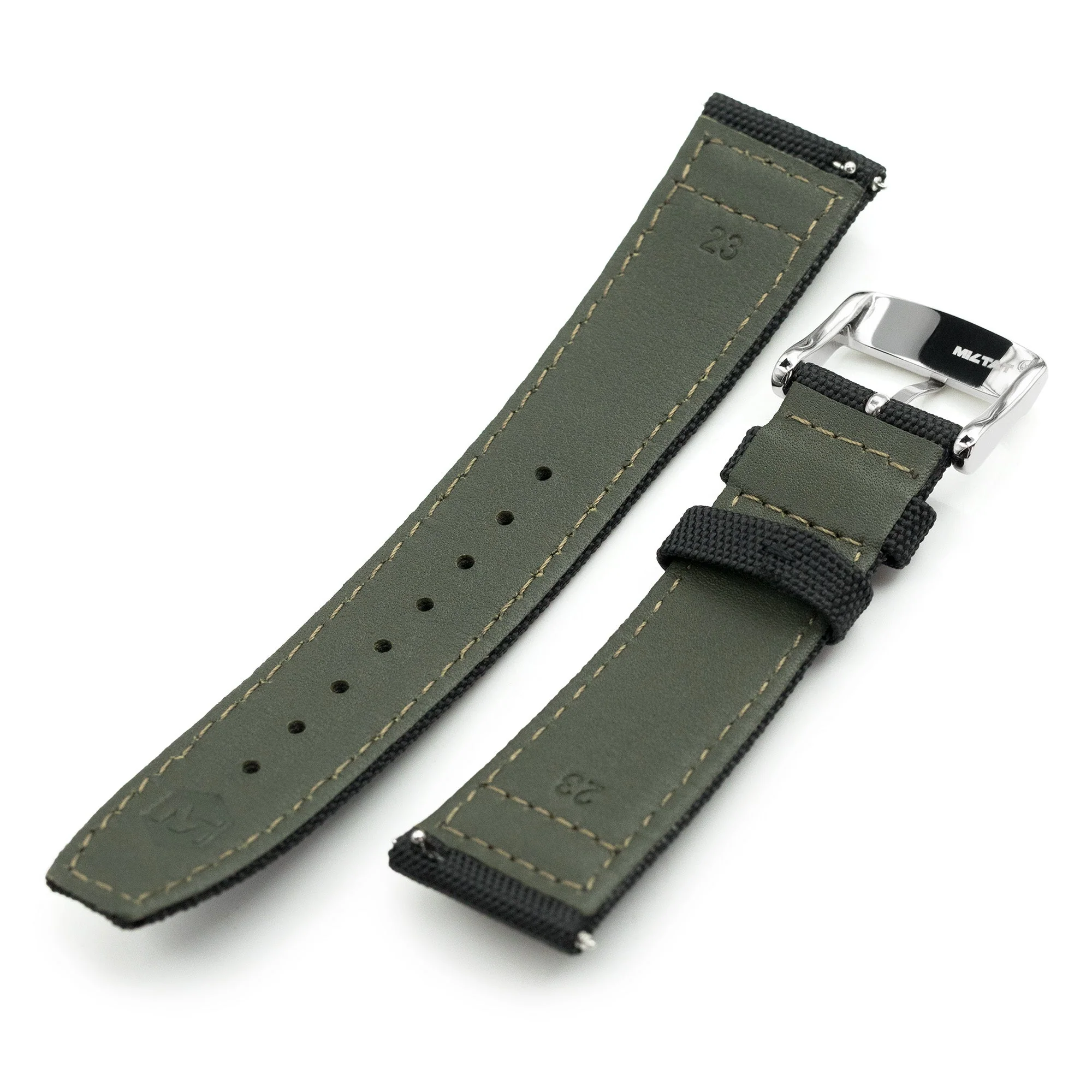 Q.R. Black Sailcloth Watch Band with leather lining, 19mm, 20mm or 23mm - Image 6