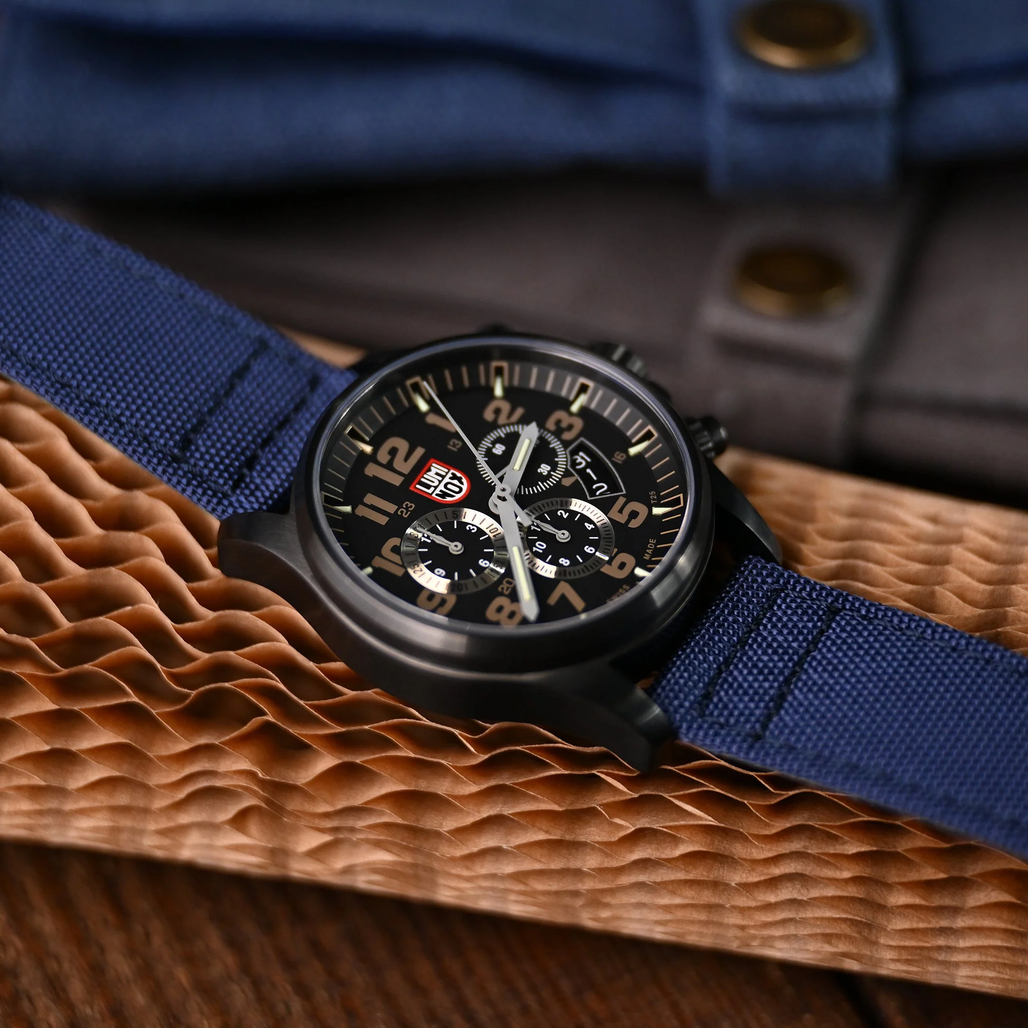 Q.R. Navy Blue Sailcloth Watch Band with leather lining, 19mm, 20mm or 23mm - Image 5