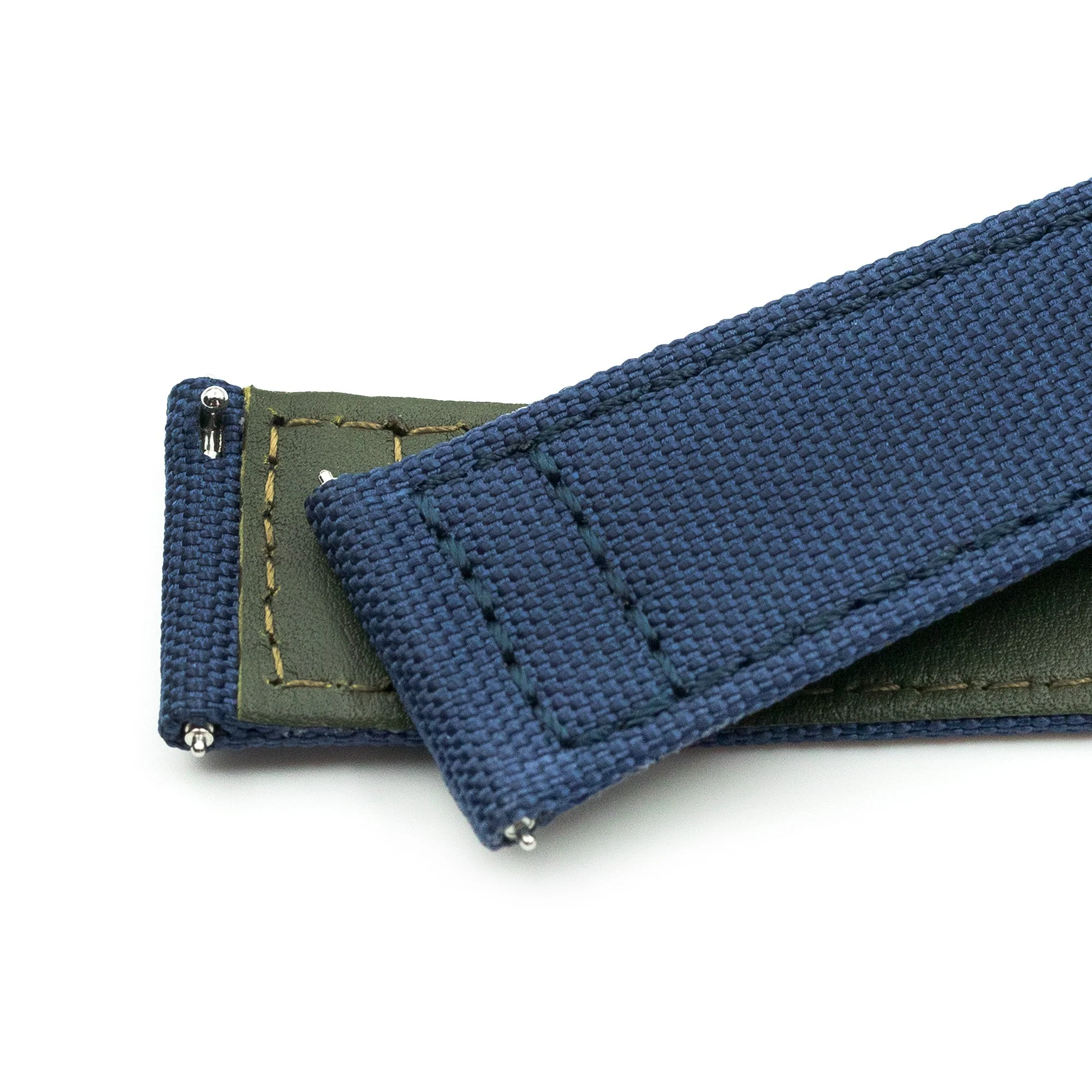 Q.R. Navy Blue Sailcloth Watch Band with leather lining, 19mm, 20mm or 23mm - Image 7