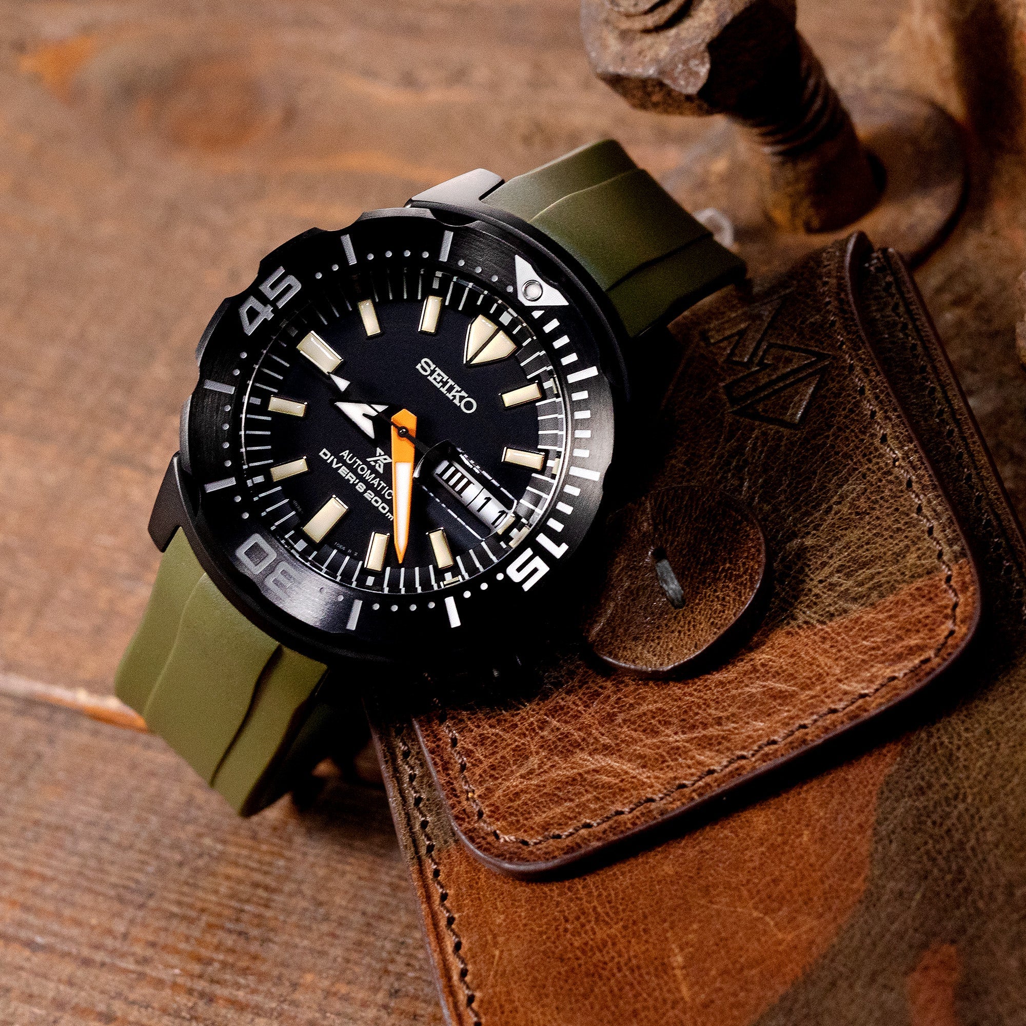 StrapXPro Lite - MX1A Rubber Strap for New Seiko Monster 4th Gen., Military Green - Image 3